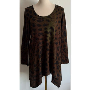 Women's American Twist Tunic XL Brown Black Leopard Print